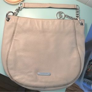 Michael Kors beige leather hobo bag